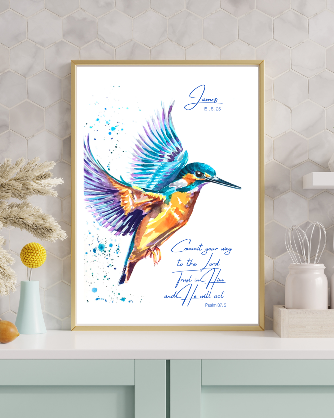 Vibrant Kingfisher launching into flight and soaring into liberty